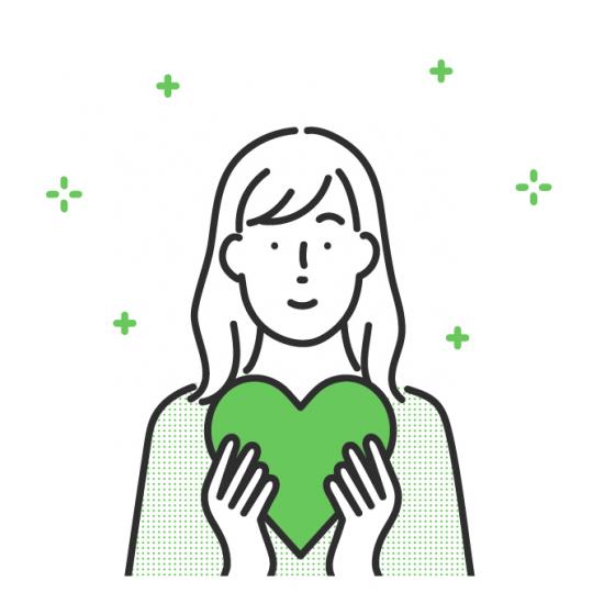 女性がハートを持っているイラスト