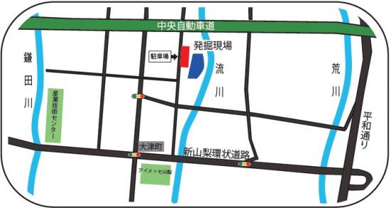 大津横田遺跡現地説明会会場位置図