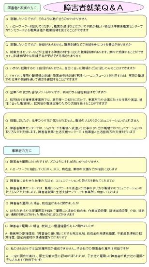 障害者就業・就労に対する施策(Q&A)