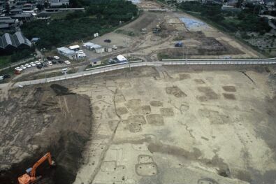 南から遺跡をのぞむ