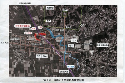 陸奥国府多賀城跡の城外に碁盤目状の街並みが形成