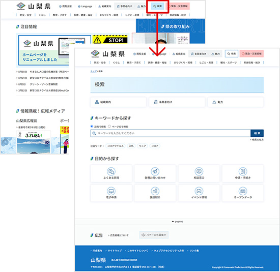 検索ページの説明図