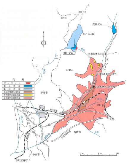 琴川ダムの流域一覧イメージ